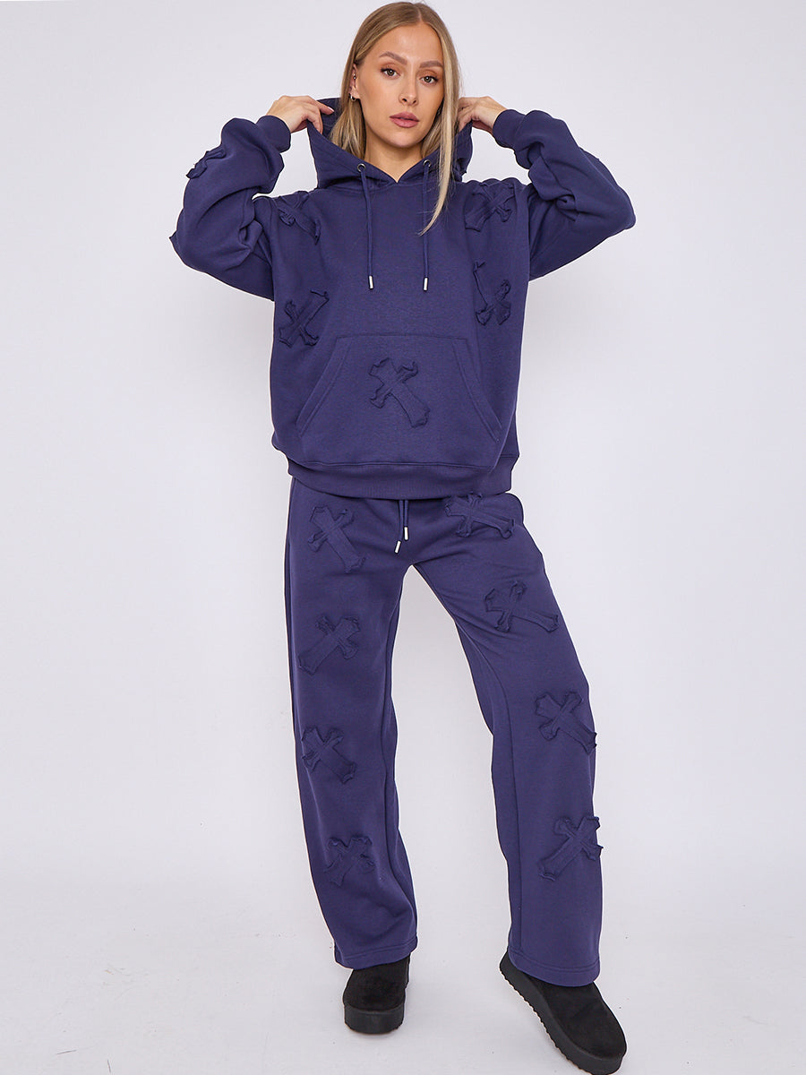 Back In Baggy Crucifix Cross Hooded Tracksuit - Kayla