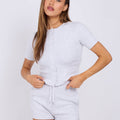 Ribbed Button Short Sleeve Top and Shorts Co-ord - Kelsey
