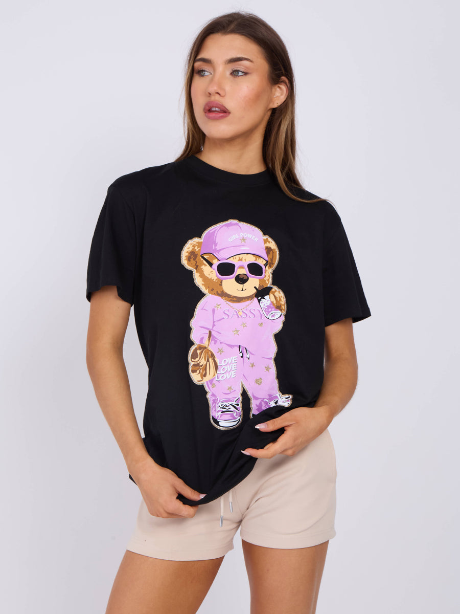 Sassy Teddy Graphic T-Shirt- Jazmin - Storm Desire