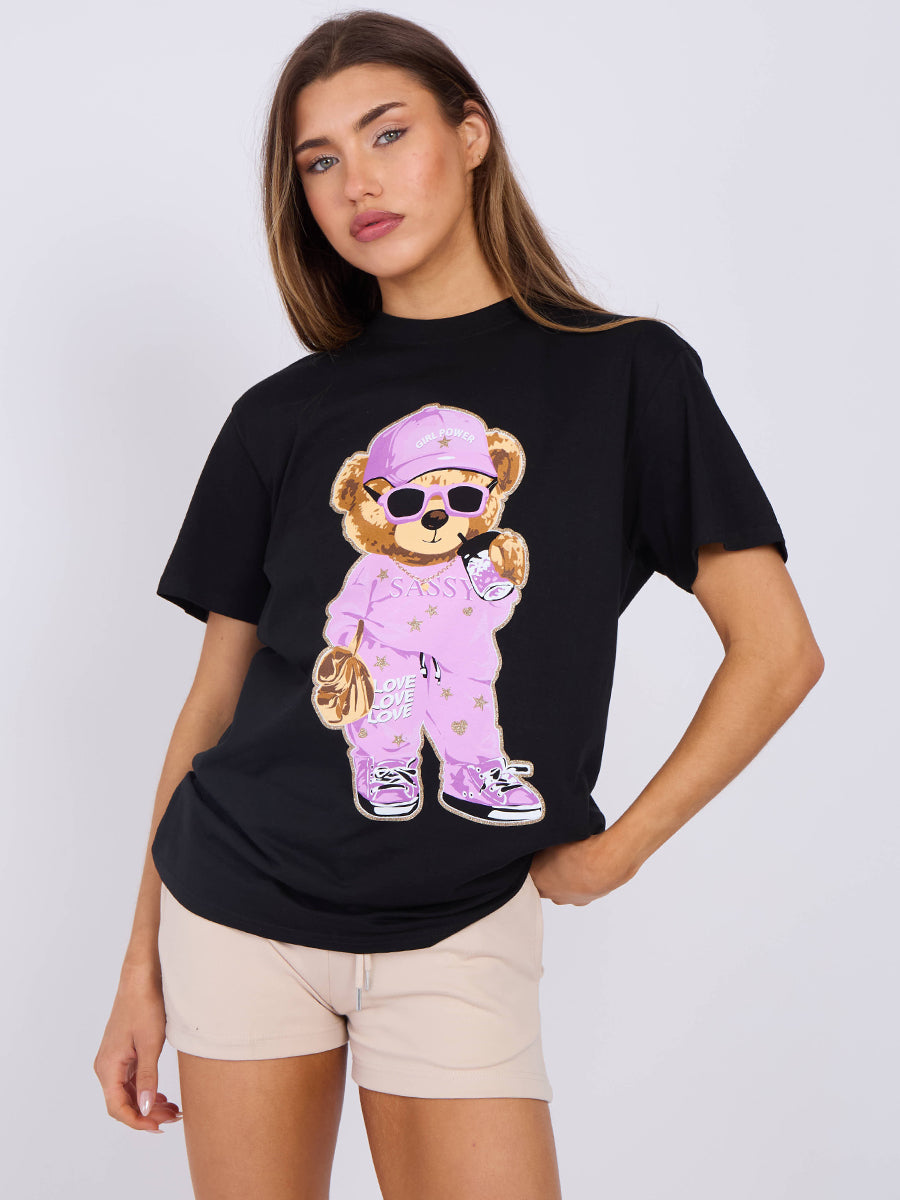 Sassy Teddy Graphic T-Shirt- Jazmin - Storm Desire