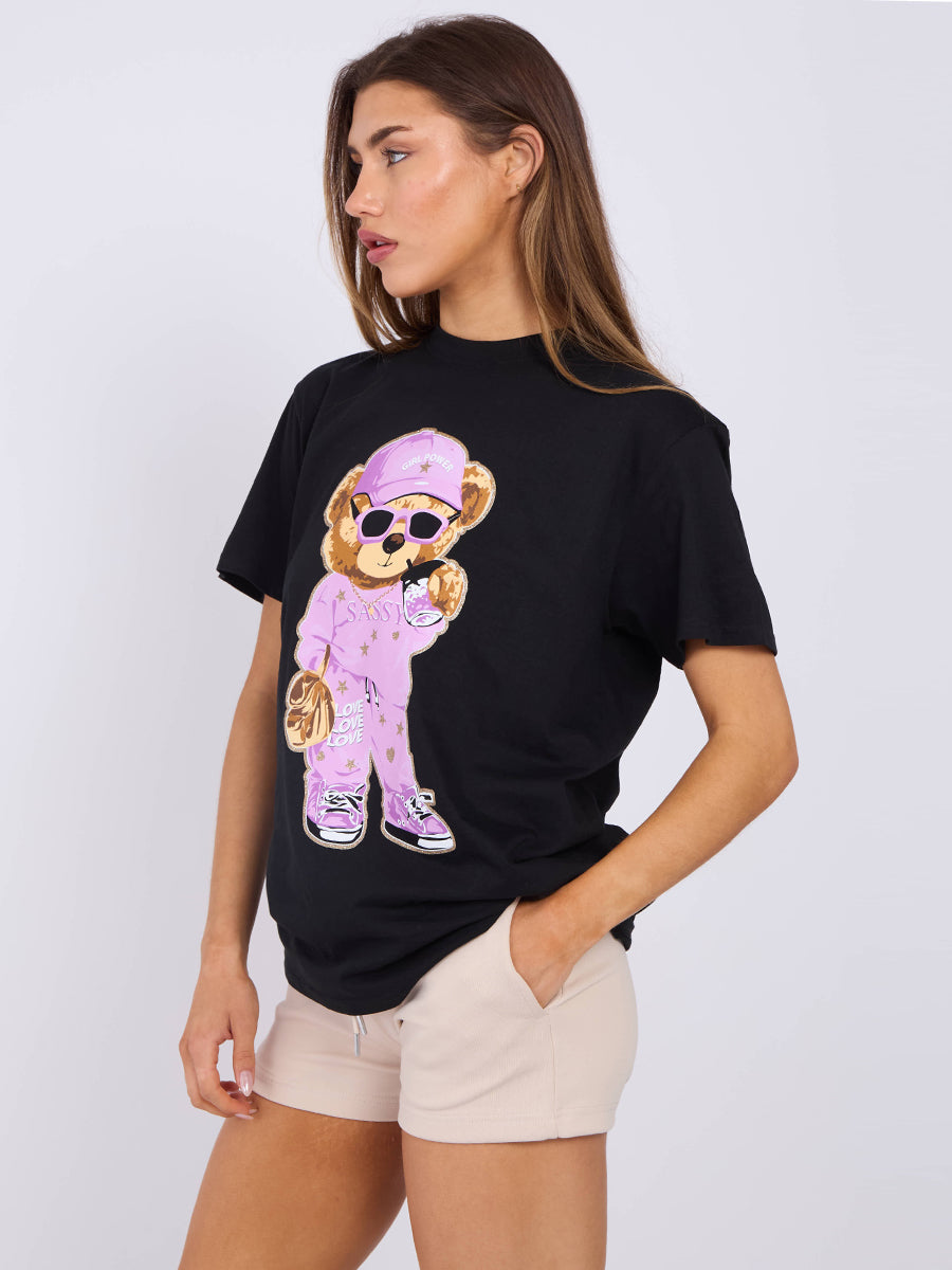 Sassy Teddy Graphic T-Shirt- Jazmin - Storm Desire