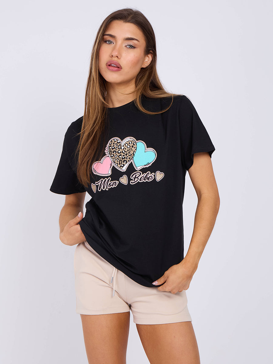 Mon Bébé Heart Printed T-Shirt - Siena