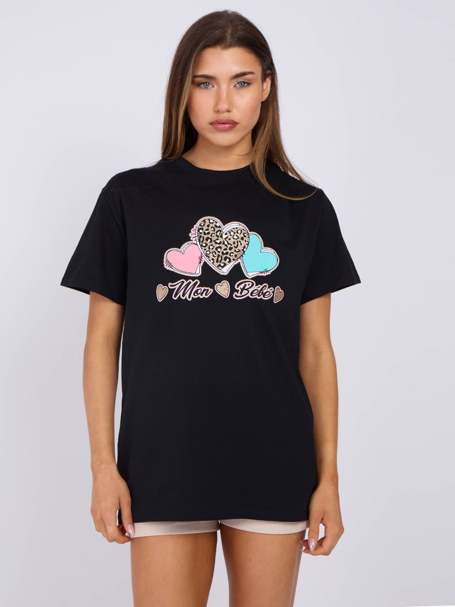 Mon Bébé Heart Printed T-Shirt - Siena