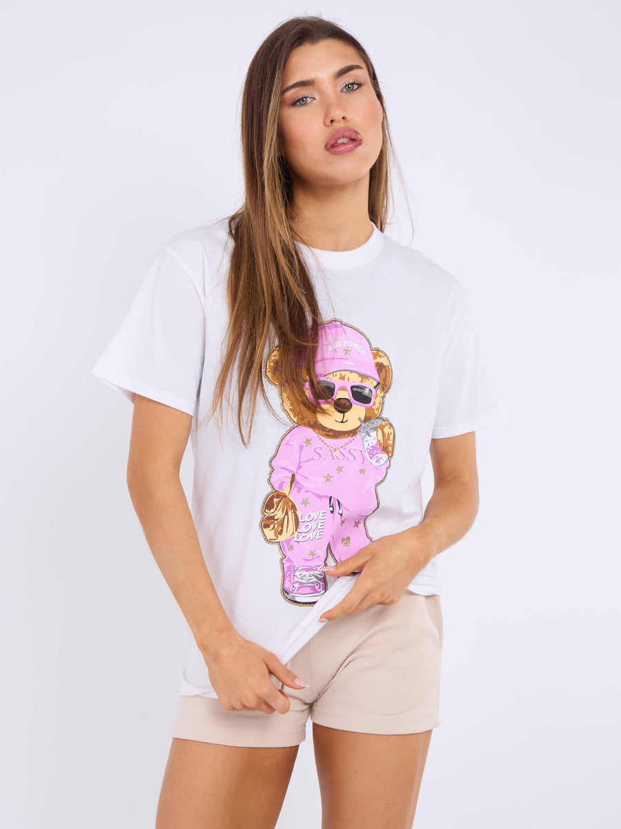 Sassy Teddy Graphic T-Shirt- Jazmin - Storm Desire