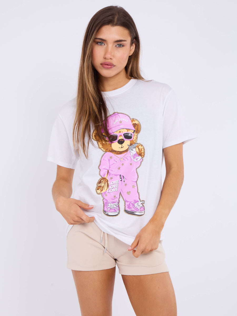 Sassy Teddy Graphic T-Shirt- Jazmin - Storm Desire