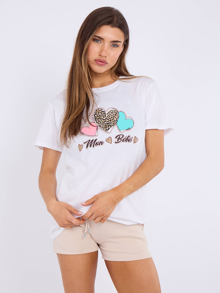 Mon Bébé Heart Printed T-Shirt - Siena
