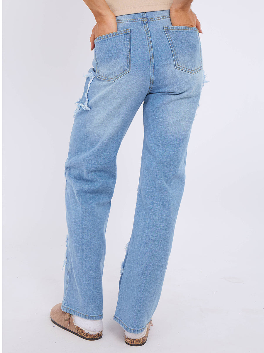 Straight Leg Star Denim Jeans - Sasha - Storm Desire