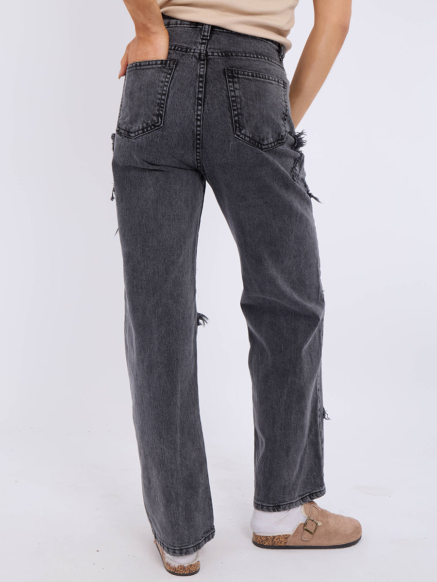 Straight Leg Star Denim Jeans - Sasha - Storm Desire