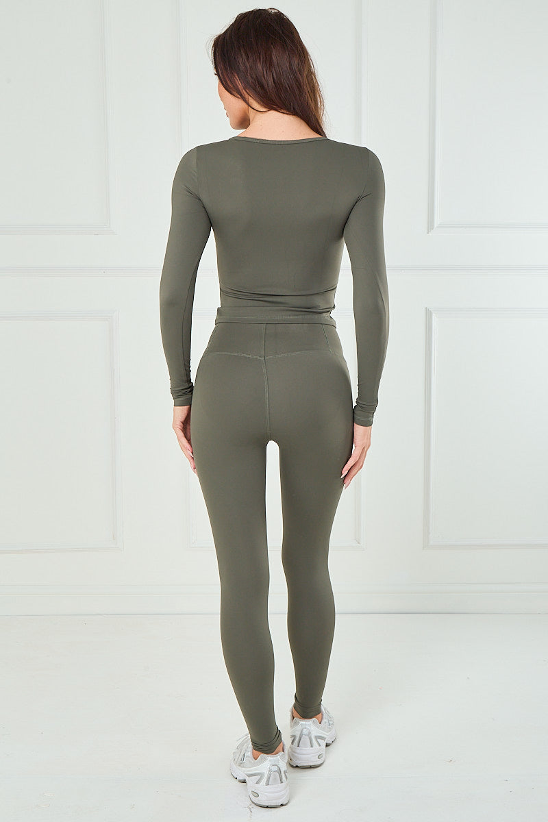 Full Sleeve Athleisure T-shirt And Leggings Set - Lauren