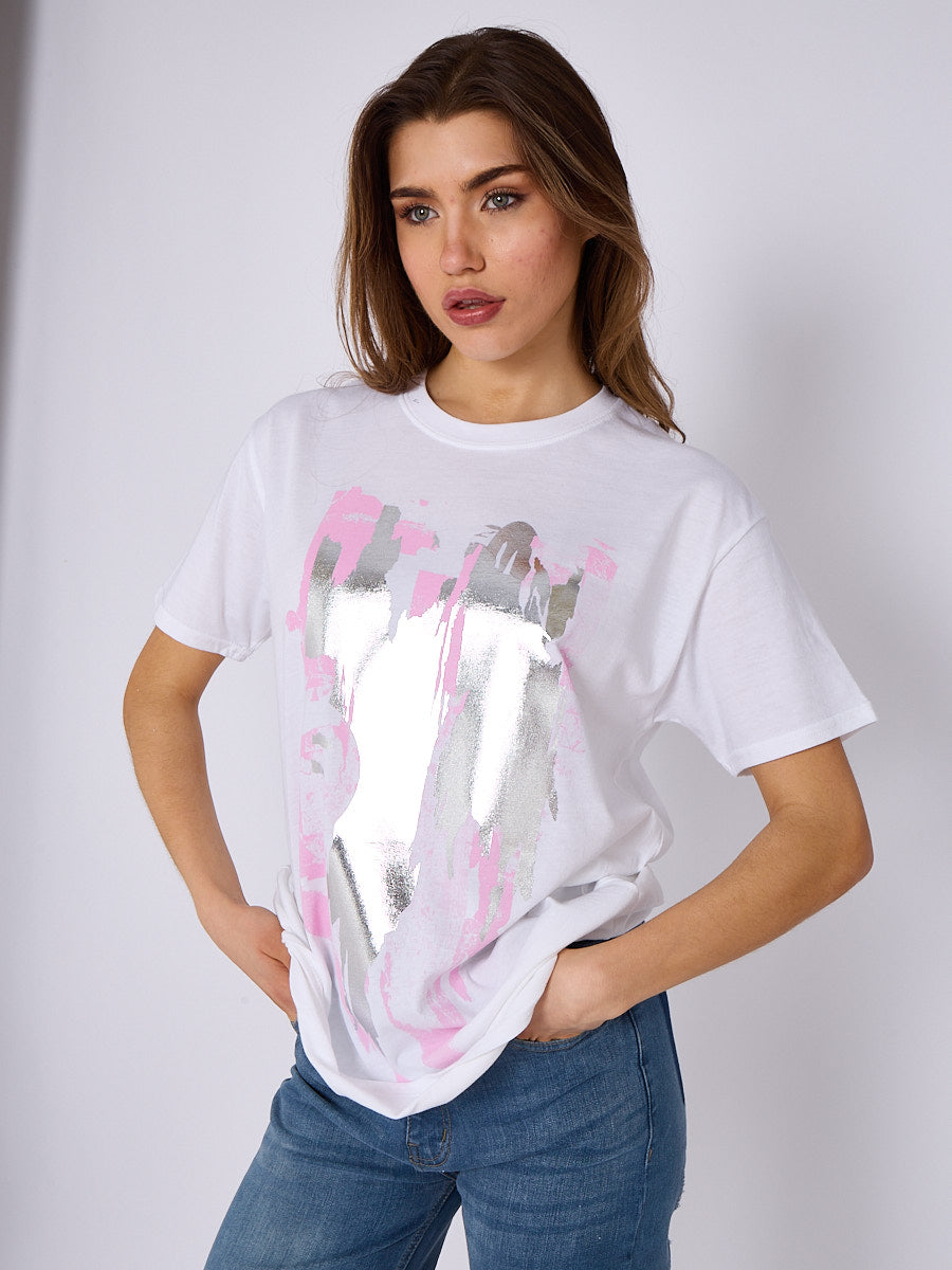 Pink Foil Printed T-Shirt - Jaylani - Storm Desire