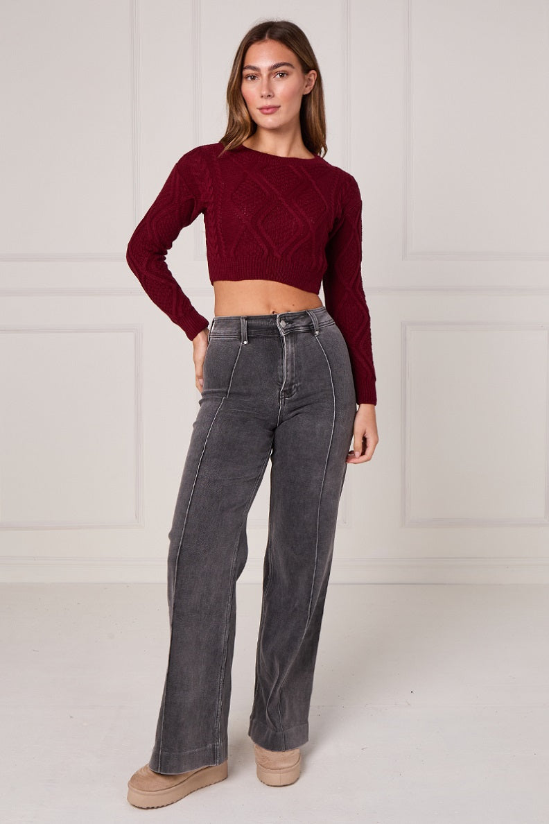Cable Knitted Crop Jumper - Lana