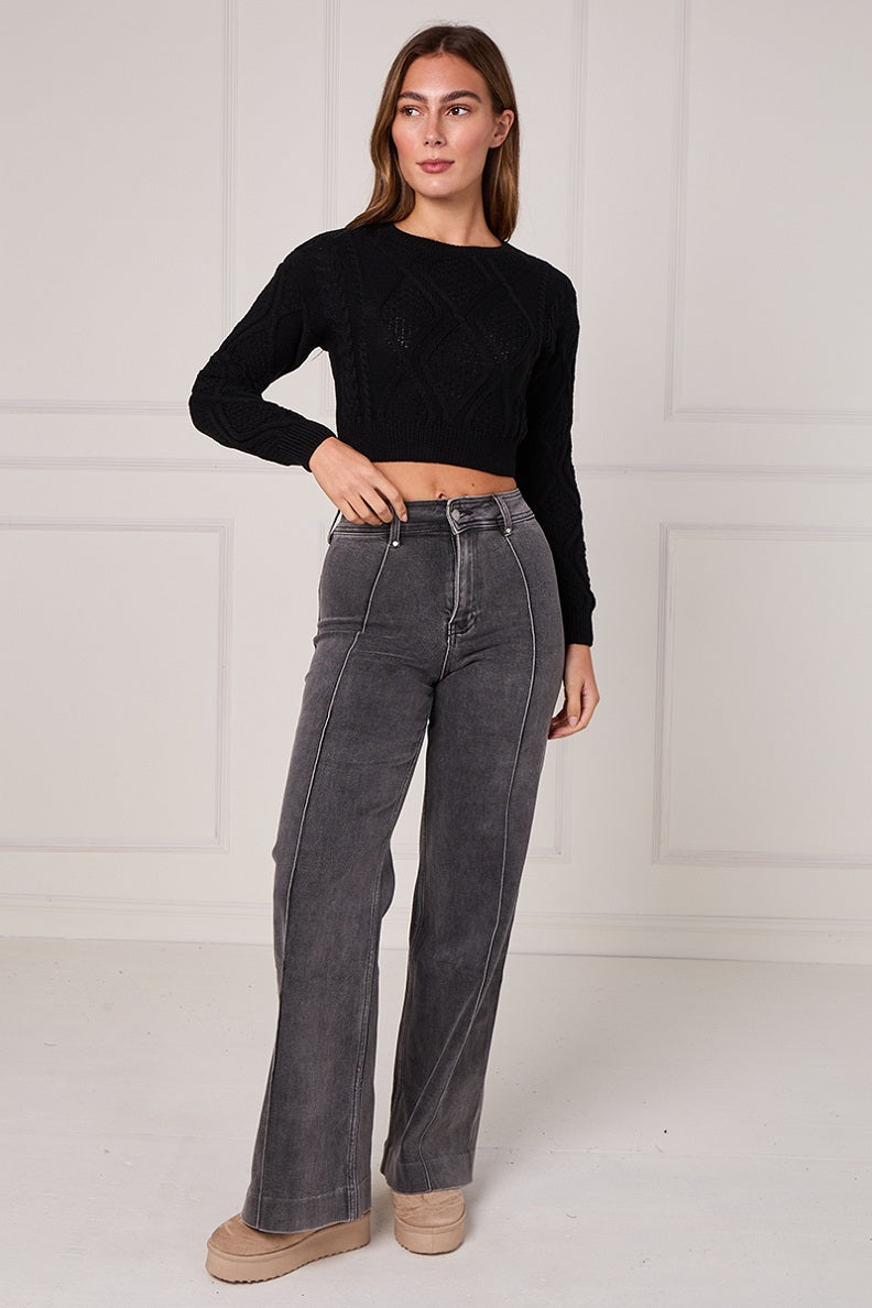 Cable Knitted Crop Jumper - Lana
