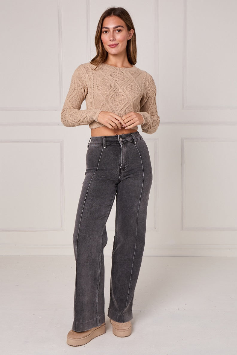 Cable Knitted Crop Jumper - Lana