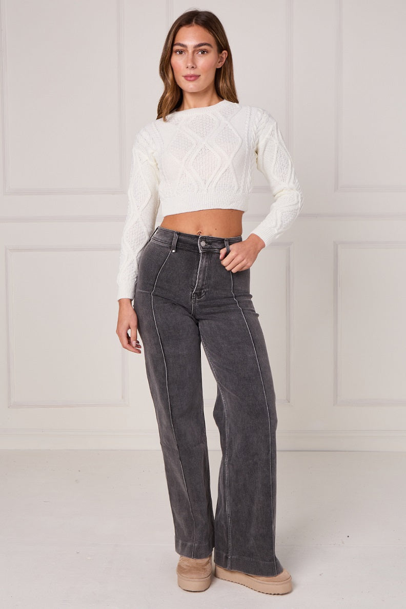 Cable Knitted Crop Jumper - Lana