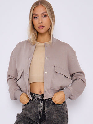 Cropped Fleece Bomber Jacket - Adelina - Storm Desire