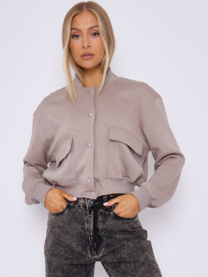 Cropped Fleece Bomber Jacket - Adelina - Storm Desire