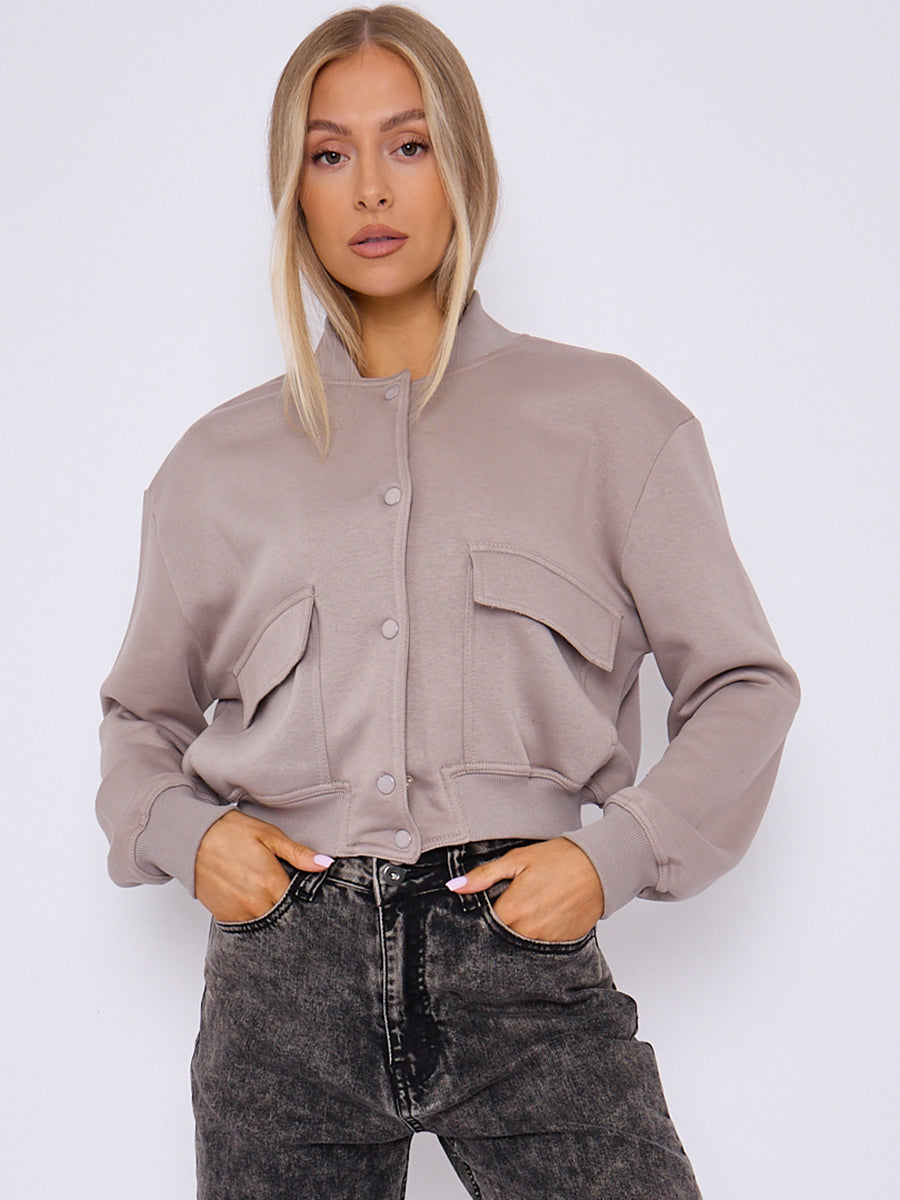 Cropped Fleece Bomber Jacket - Adelina - Storm Desire