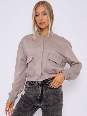 Cropped Fleece Bomber Jacket - Adelina - Storm Desire
