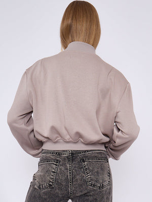 Cropped Fleece Bomber Jacket - Adelina - Storm Desire
