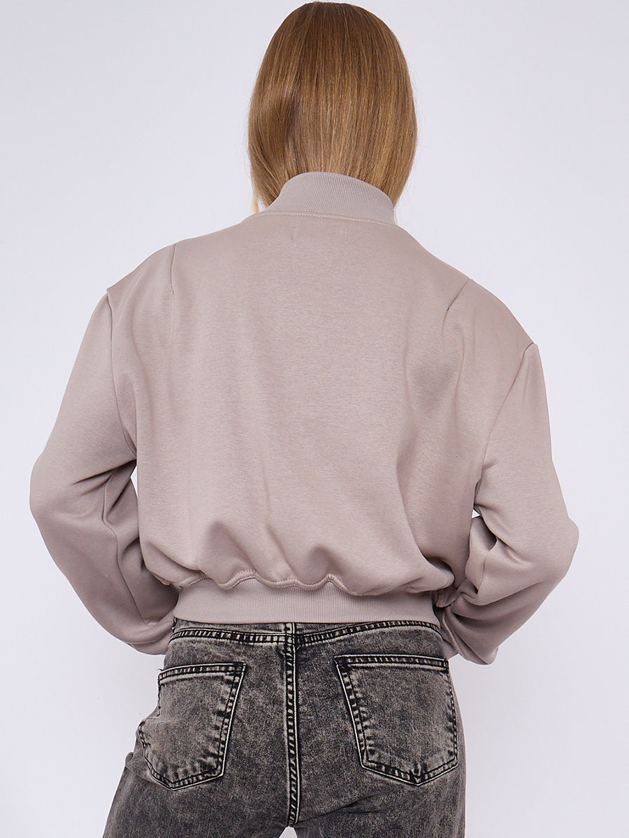 Cropped Fleece Bomber Jacket - Adelina - Storm Desire