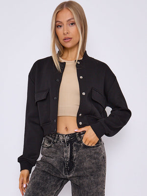 Cropped Fleece Bomber Jacket - Adelina - Storm Desire