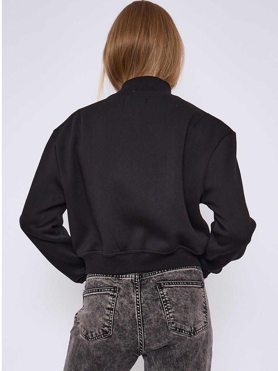 Cropped Fleece Bomber Jacket - Adelina - Storm Desire