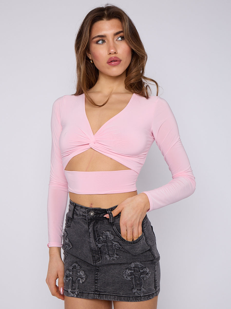 Crucifix Cross Embroidered Denim Skirt - Leyla - Storm Desire