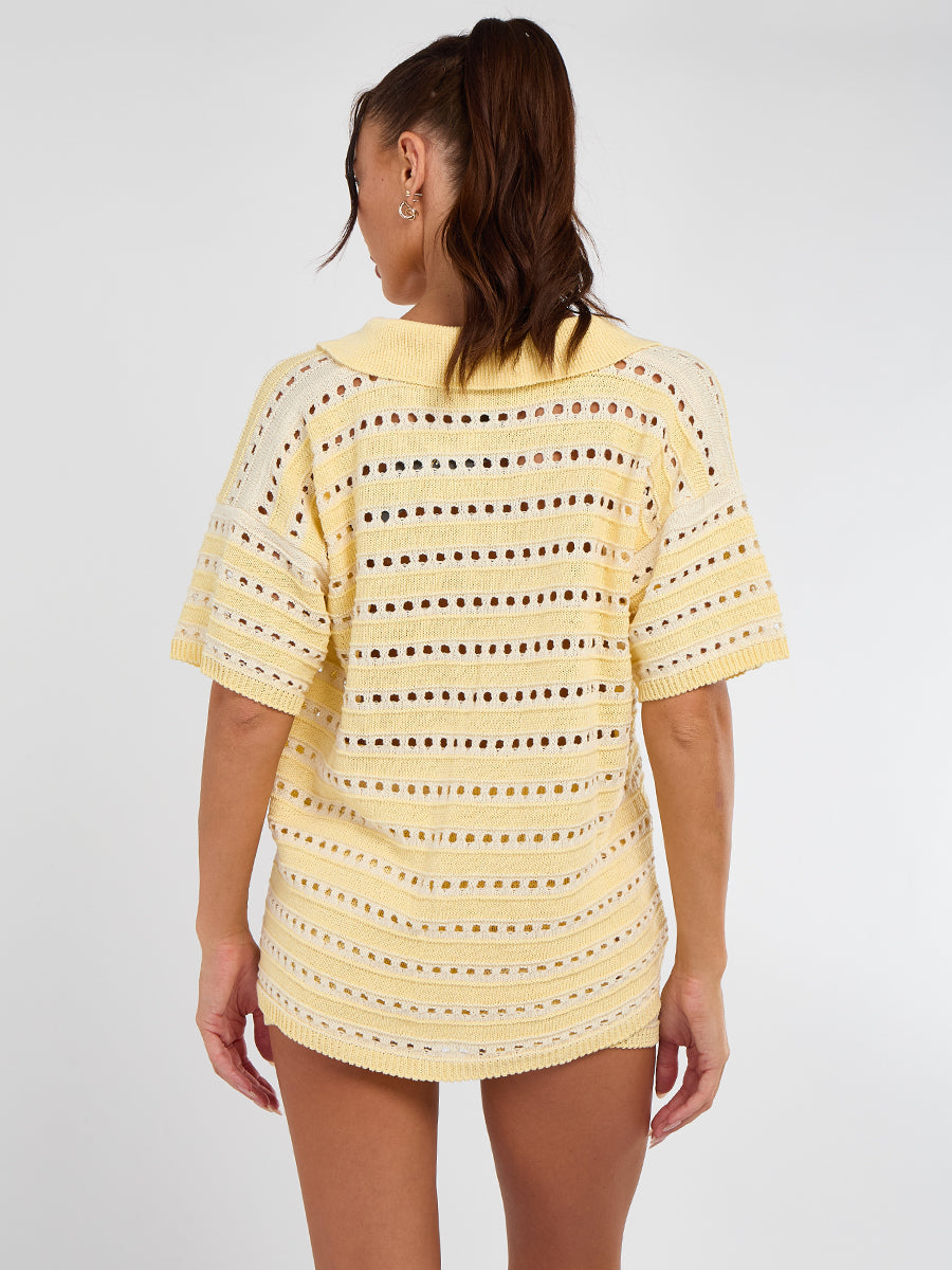 Stripe Crochet Knitted Top and Shorts Set - Monica