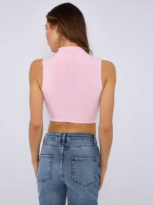 Slinky High Neck Asymmetrical Hem Top - Arleth - Storm Desire