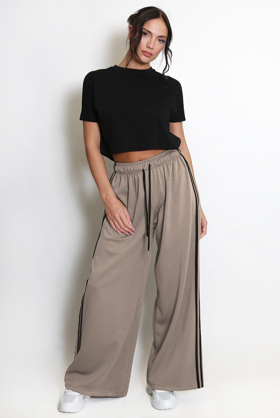 Wide Leg Side Stripe Trousers - Ivey