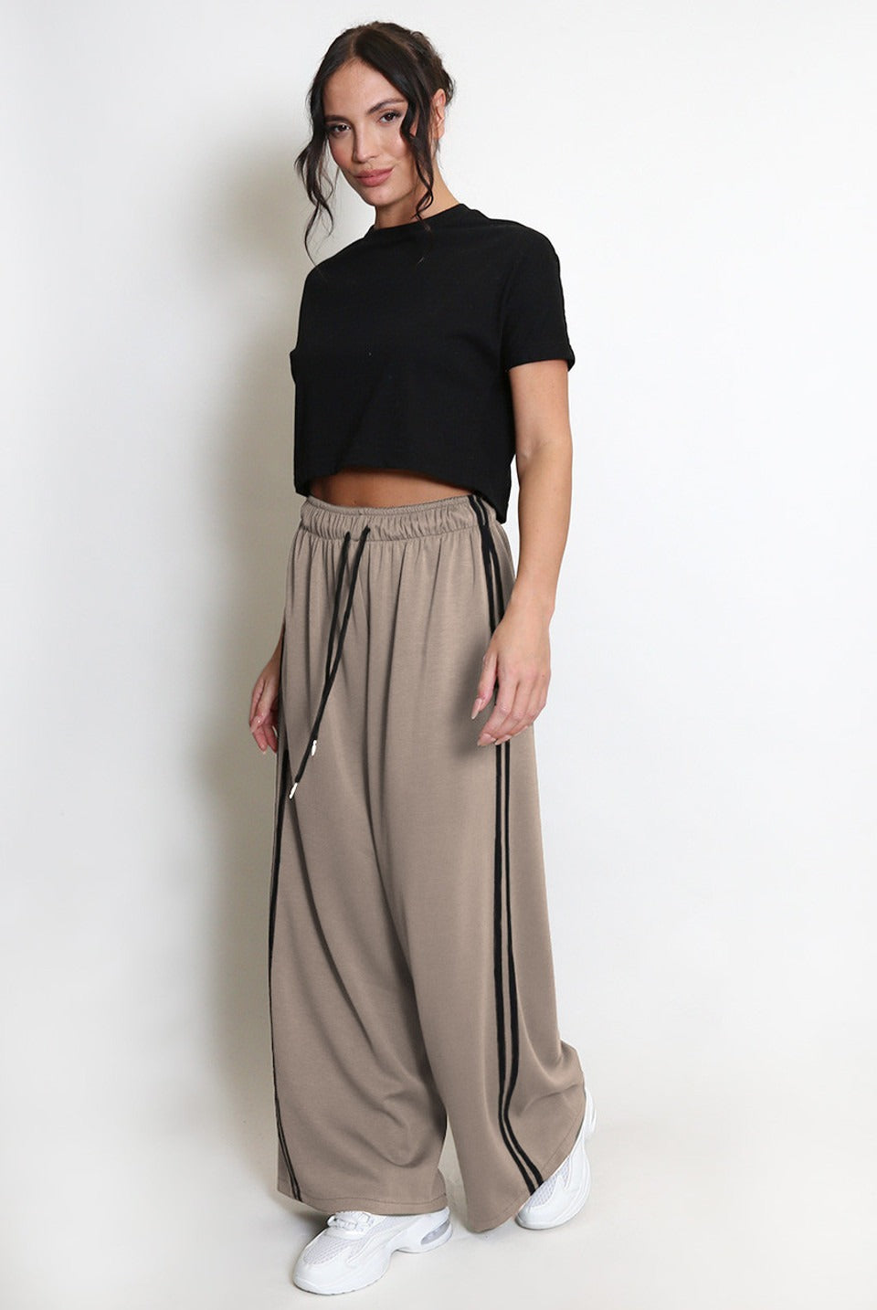 Wide Leg Side Stripe Trousers - Ivey