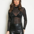 Studded Glitzy High Neck Bodysuit - Tessa - Storm Desire
