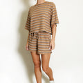 Striped Textured T-Shirt and Casual Shorts - Lennon