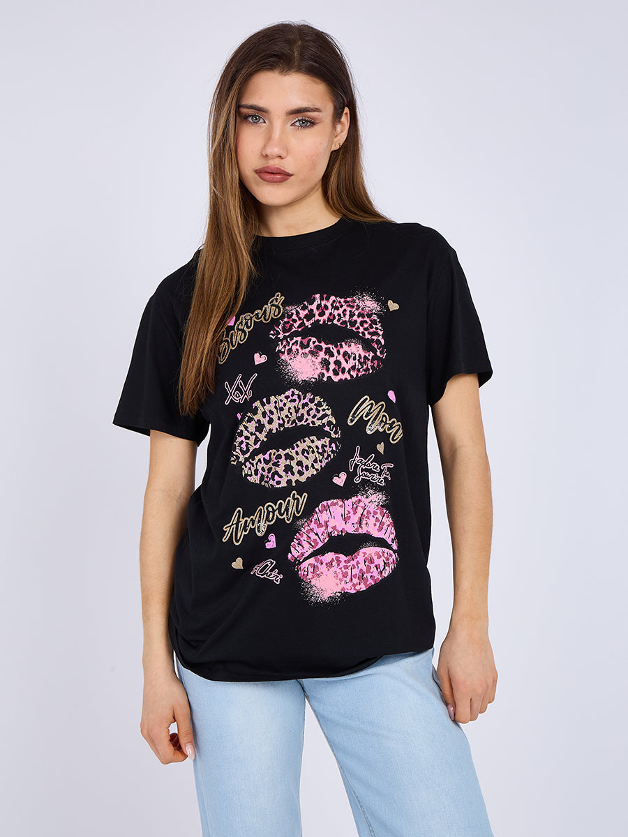 Bisous Amour Printed T-Shirt - Romina - Storm Desire