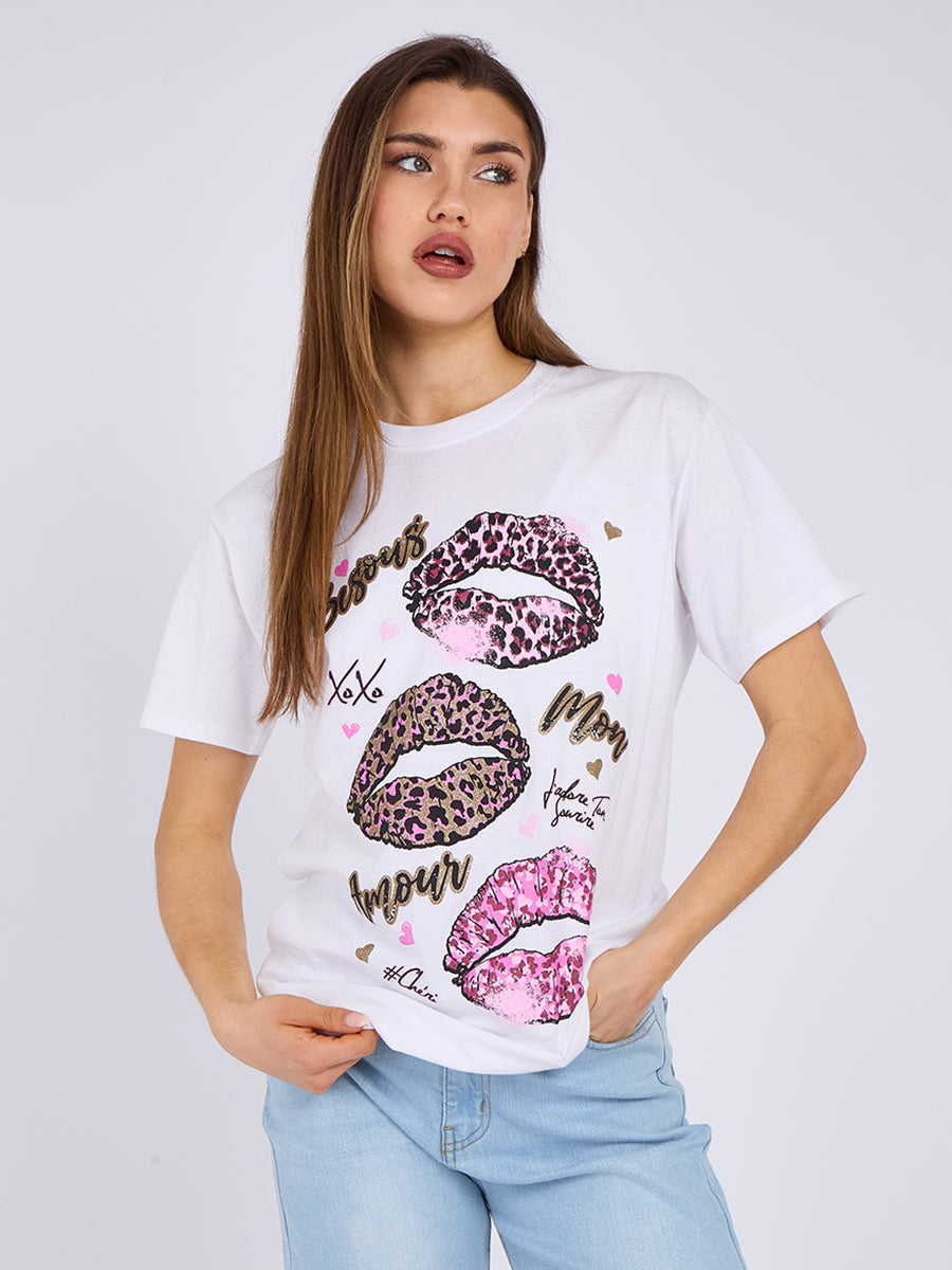 Bisous Amour Printed T-Shirt - Romina - Storm Desire