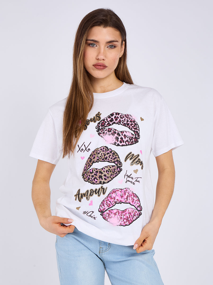 Bisous Amour Printed T-Shirt - Romina - Storm Desire