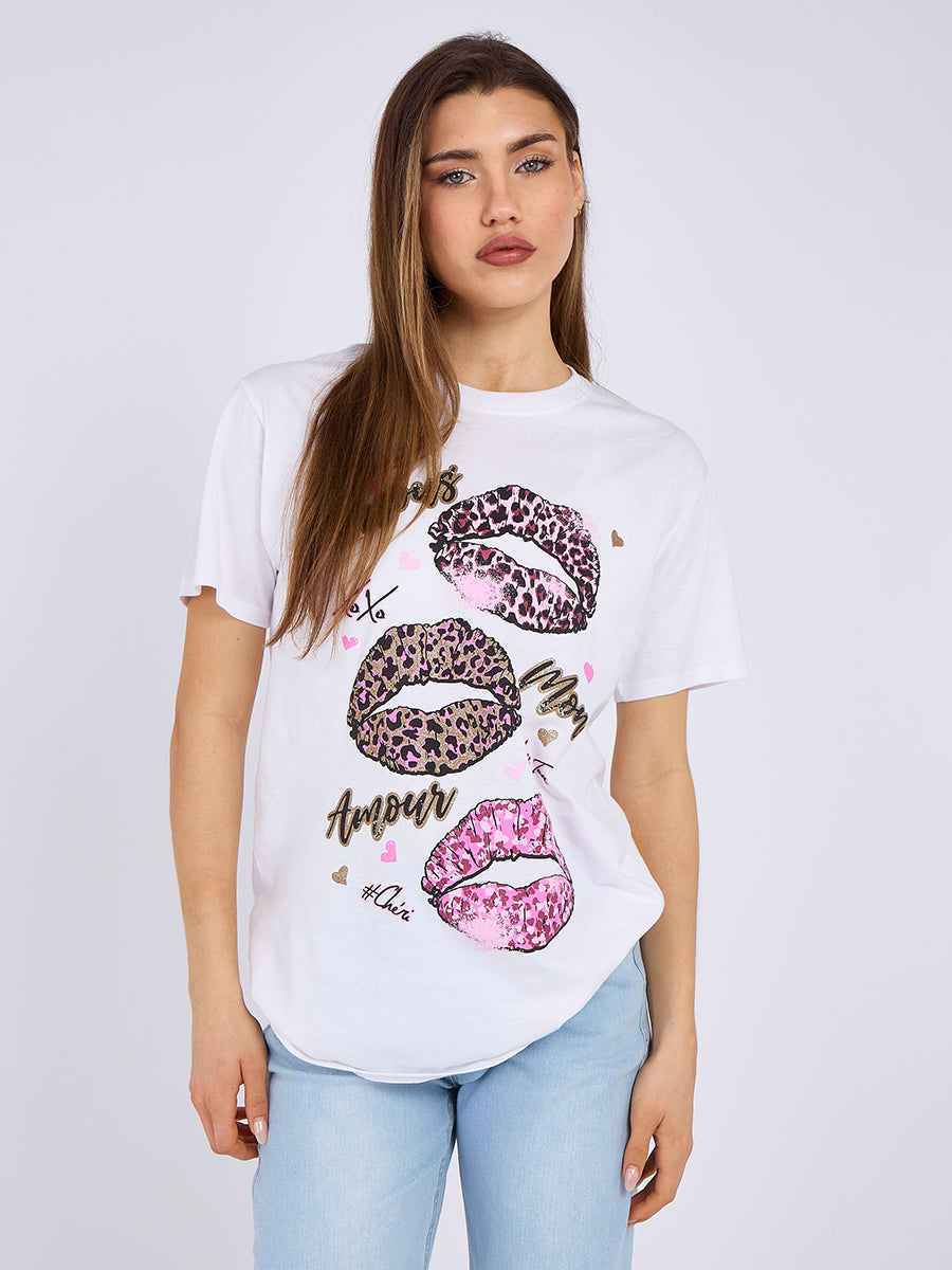 Bisous Amour Printed T-Shirt - Romina - Storm Desire