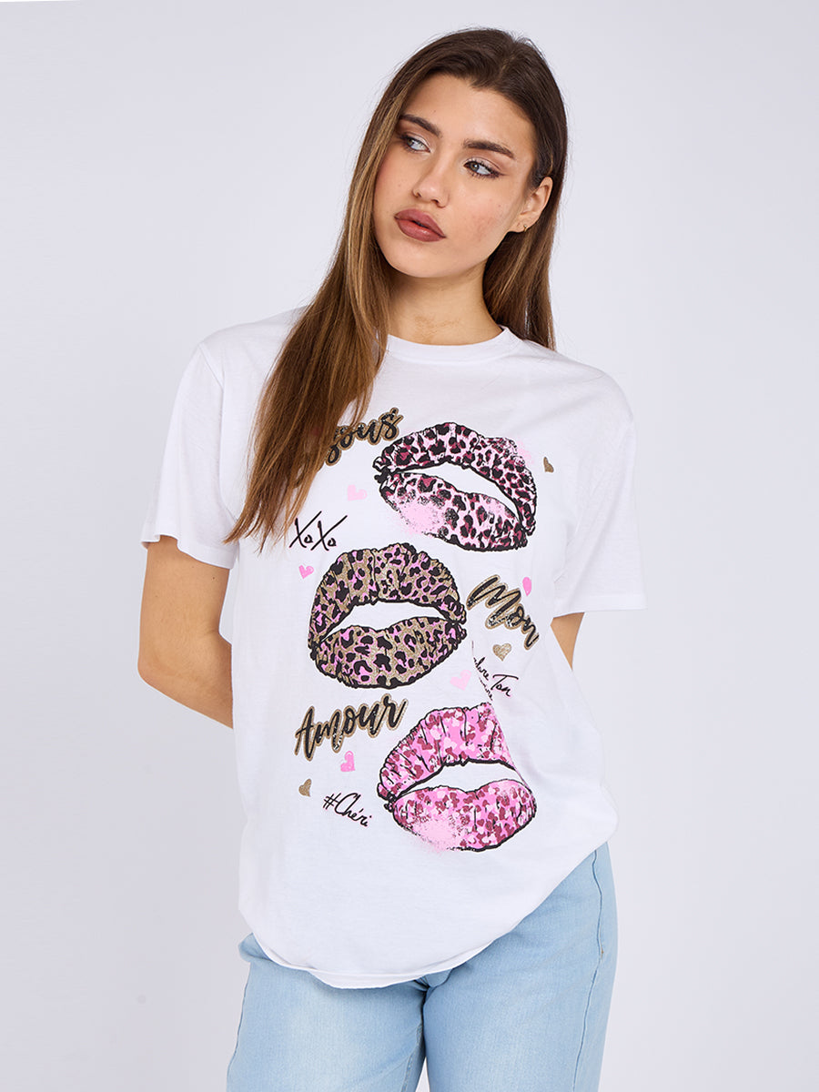 Bisous Amour Printed T-Shirt - Romina - Storm Desire