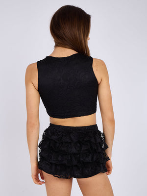 Lace Crop Top & Frill Mini Skort Co-ord - Amani - Storm Desire