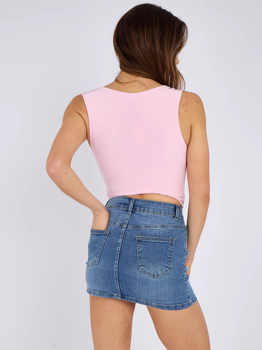 Cowl Neck Ruched Slinky Top - Sierra