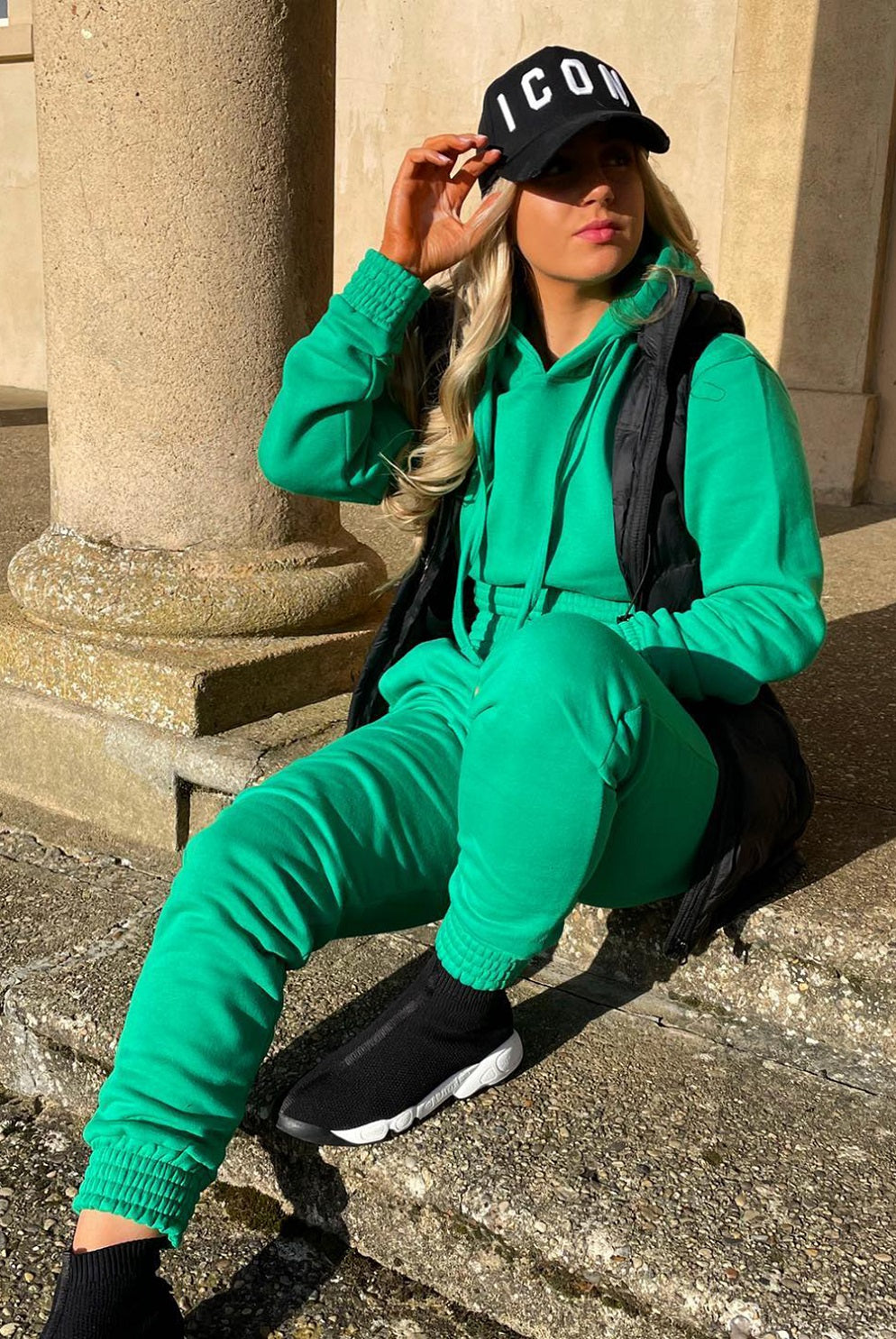 Green Crop Hooded Loungewear - Heidi - Storm Desire