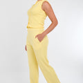 Ribbed Sleeveless Button Up Top & Wide Leg Trouser Co-ord - Karina