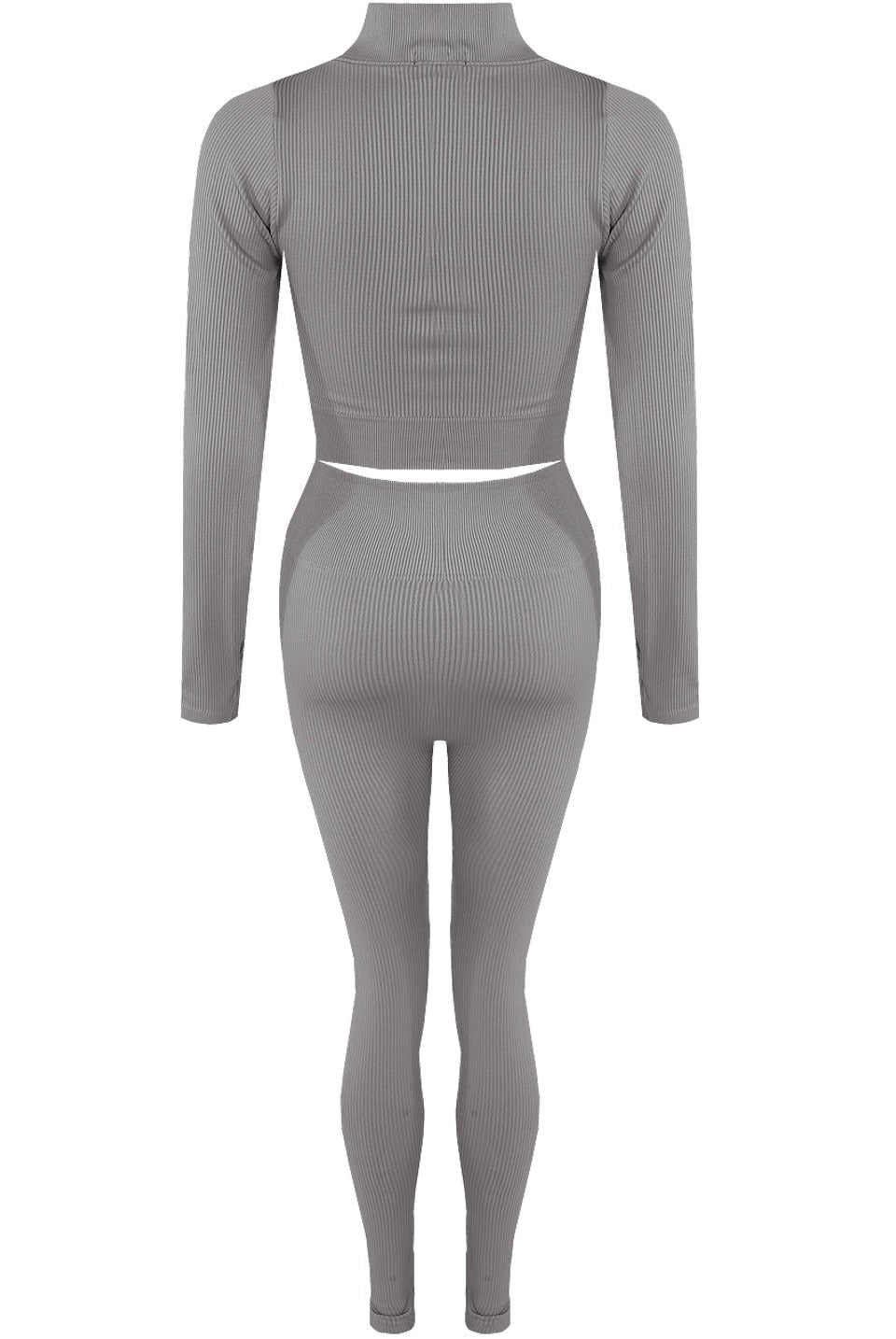Ribbed Zip Top & Leggings Gym Set - Ruby - Storm Desire