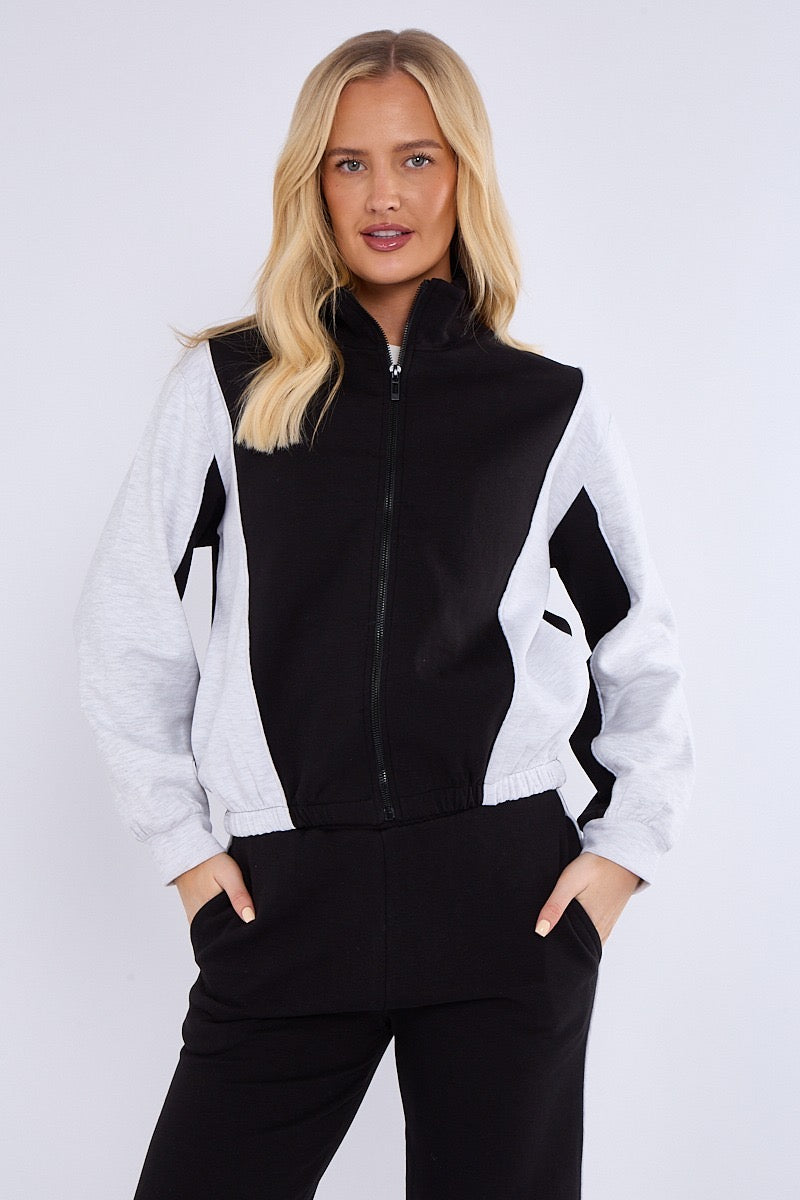 Colour Block Retro Jacket & Jogger Set - Ivanna - Storm Desire