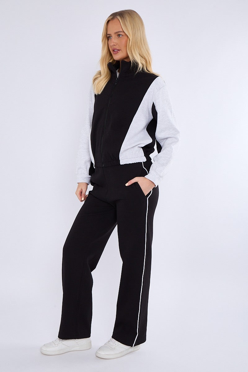 Colour Block Retro Jacket & Jogger Set - Ivanna - Storm Desire