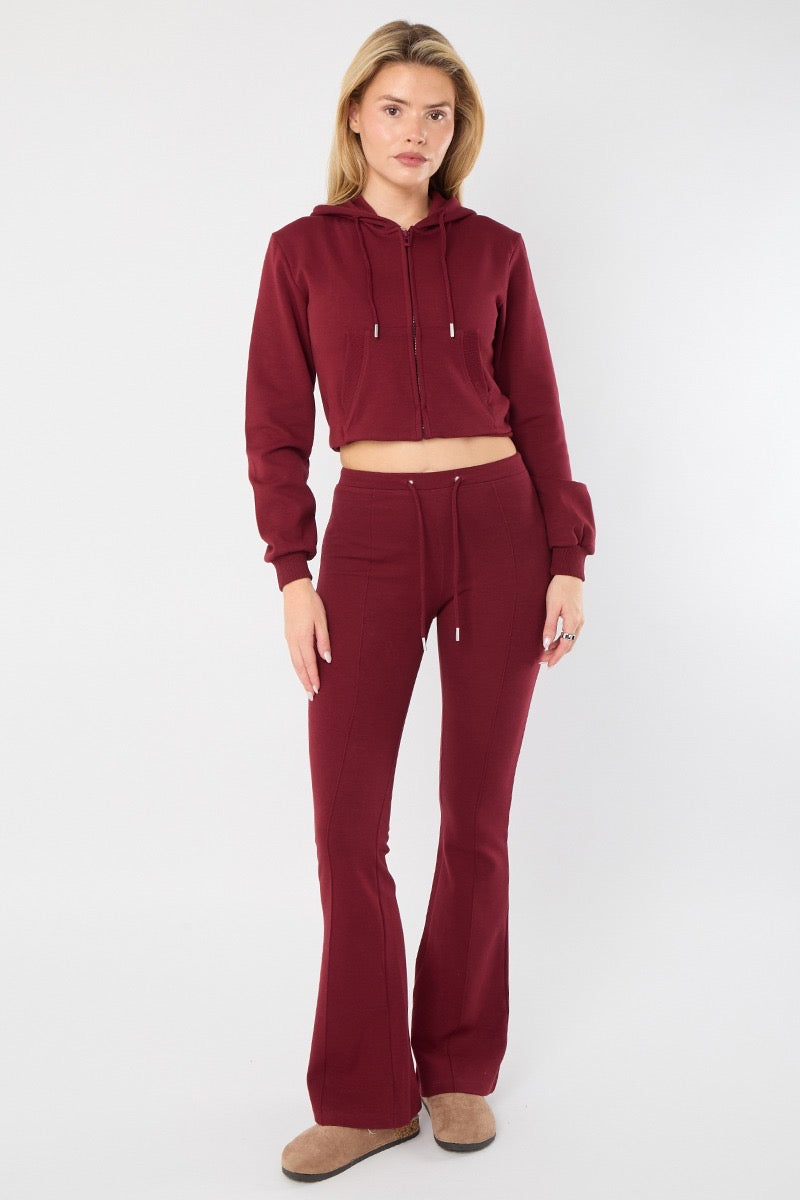 Cropped Hem Bell Bottom Joggers Set - Fernanda