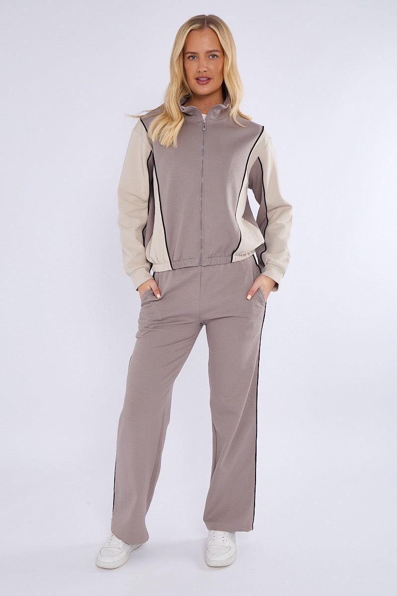 Colour Block Retro Jacket & Jogger Set - Ivanna - Storm Desire