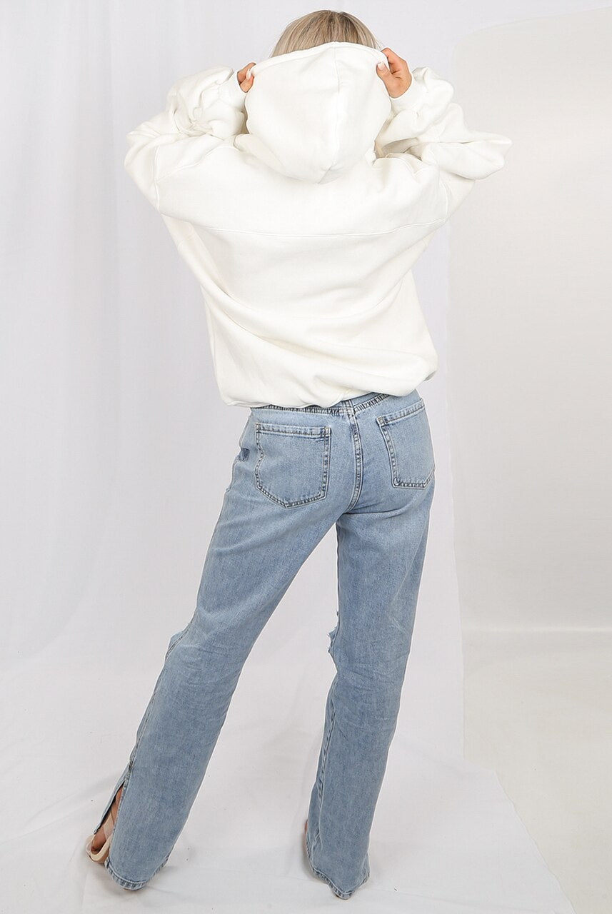 Ruched Sleeve Hooded Sweatshirt - Kora - Storm Desire