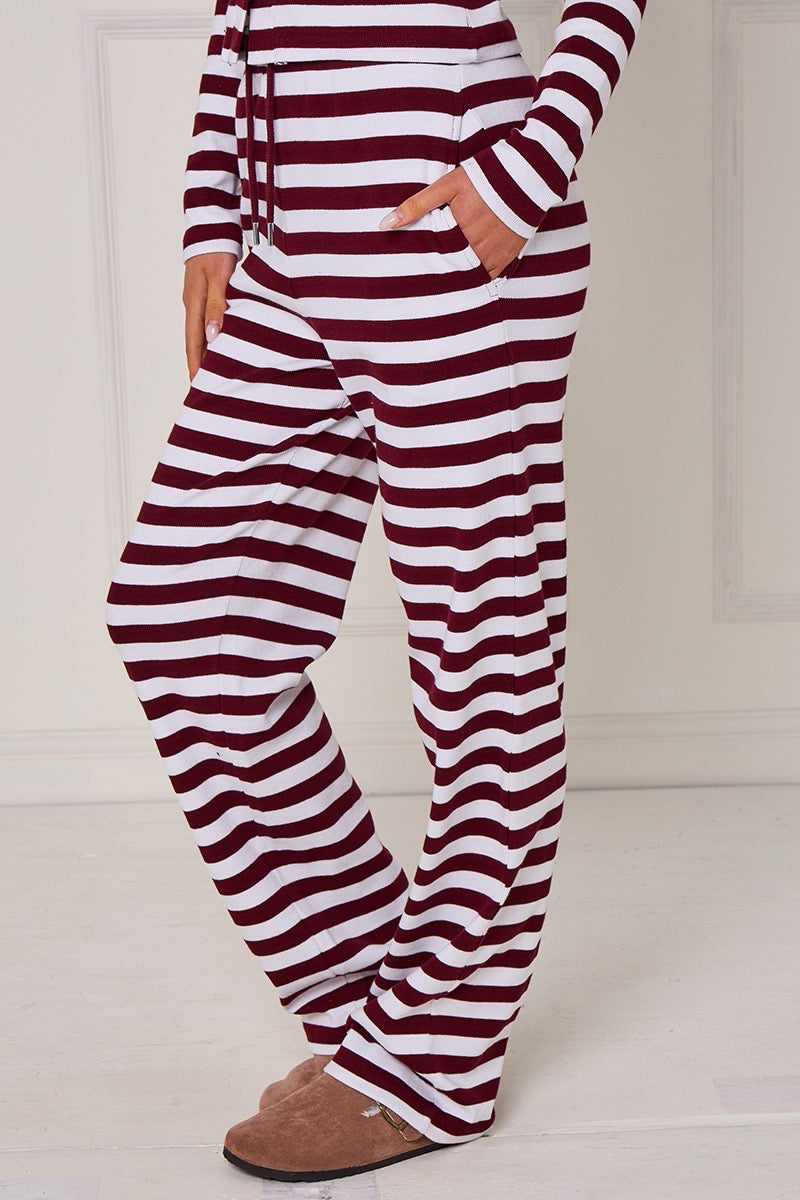 Striped Ribbed Button Up Top & Wide Leg Trouser Co-ord - Jolie