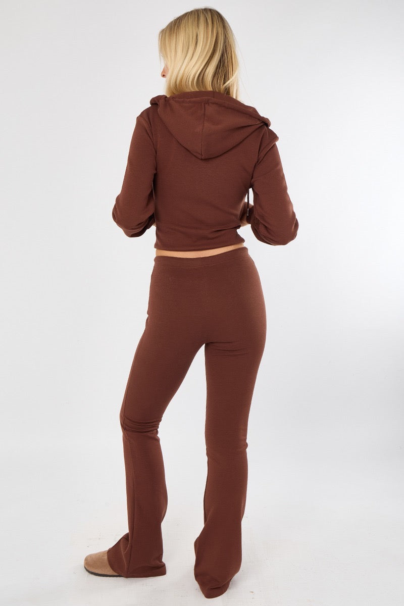 Cropped Hem Bell Bottom Joggers Set - Fernanda